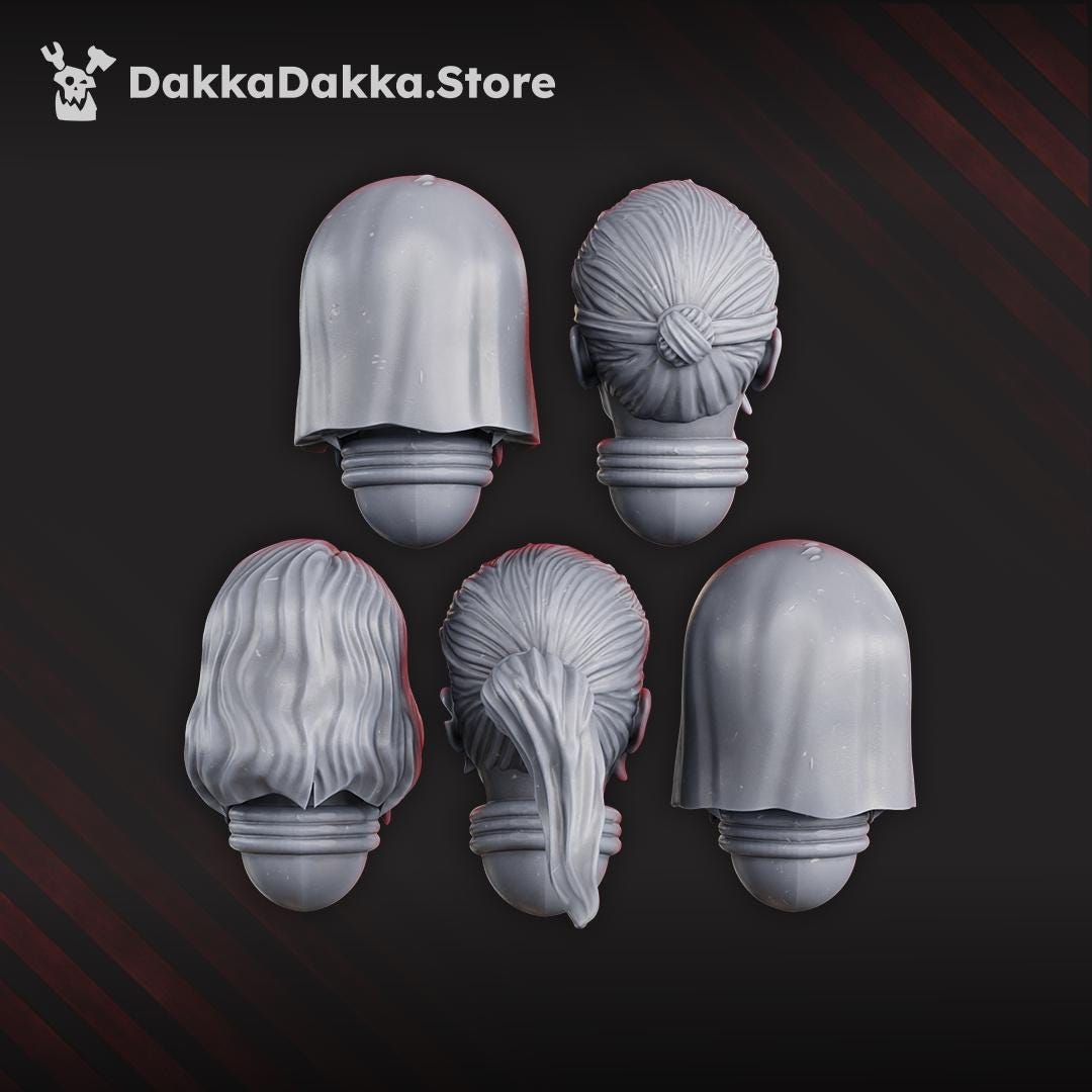 War Sisters Poenitentiam Heads – Adepta Sororitas Compatible Bits, DakkaDakka – 3D printed 16K resin bits – photo 4 of 4