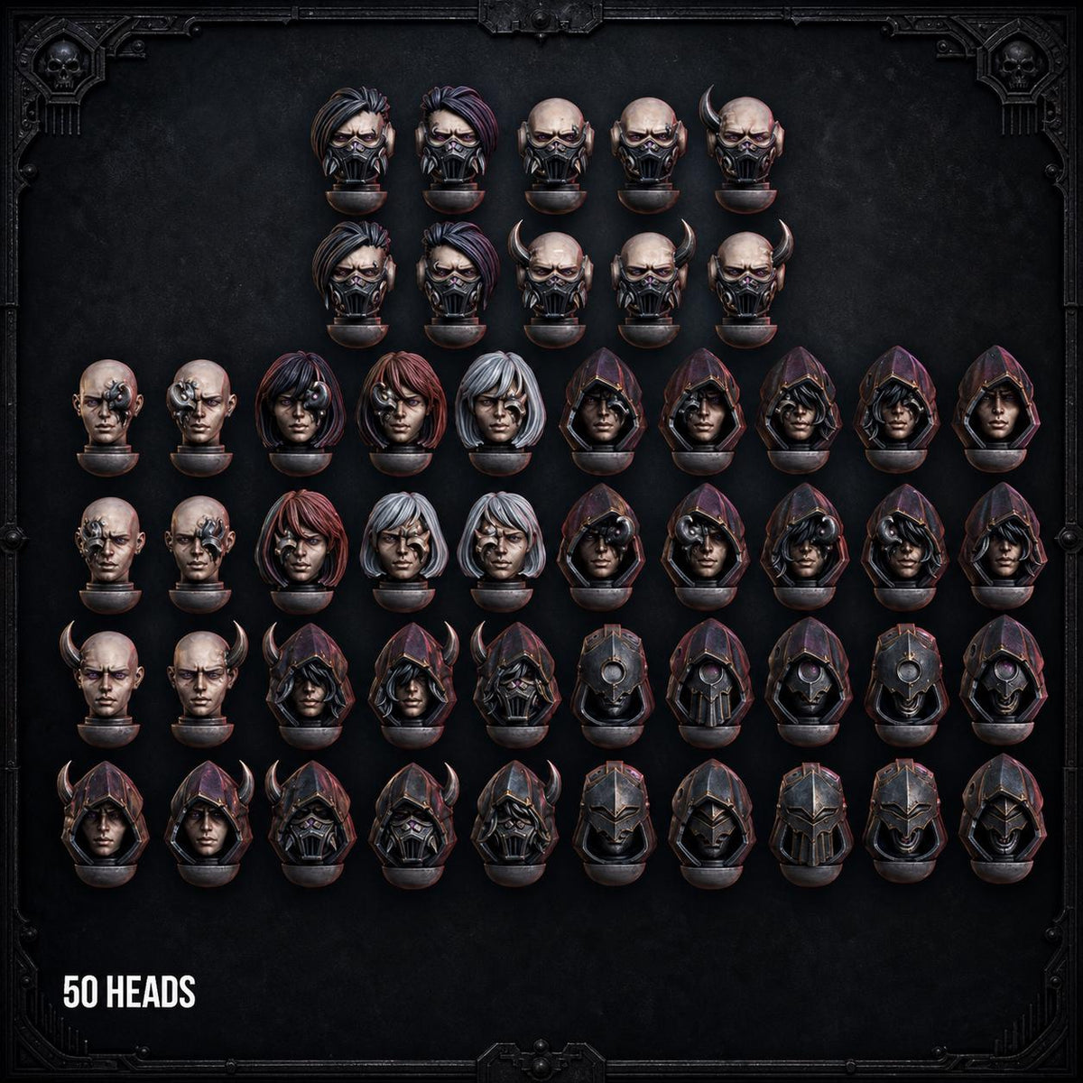 Unholy Space Coven Heads – Warhammer 40k Compatible Bits, DakkaDakka – 3D printed 16K resin bits – main photo