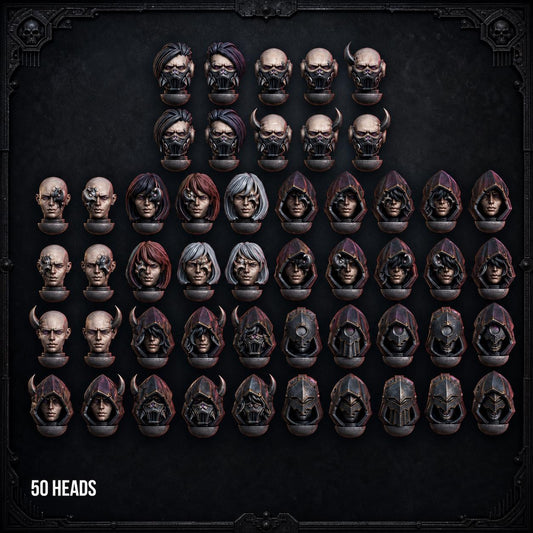 Unholy Space Coven Heads – Warhammer 40k Compatible Bits, DakkaDakka – 3D printed 16K resin bits – main photo