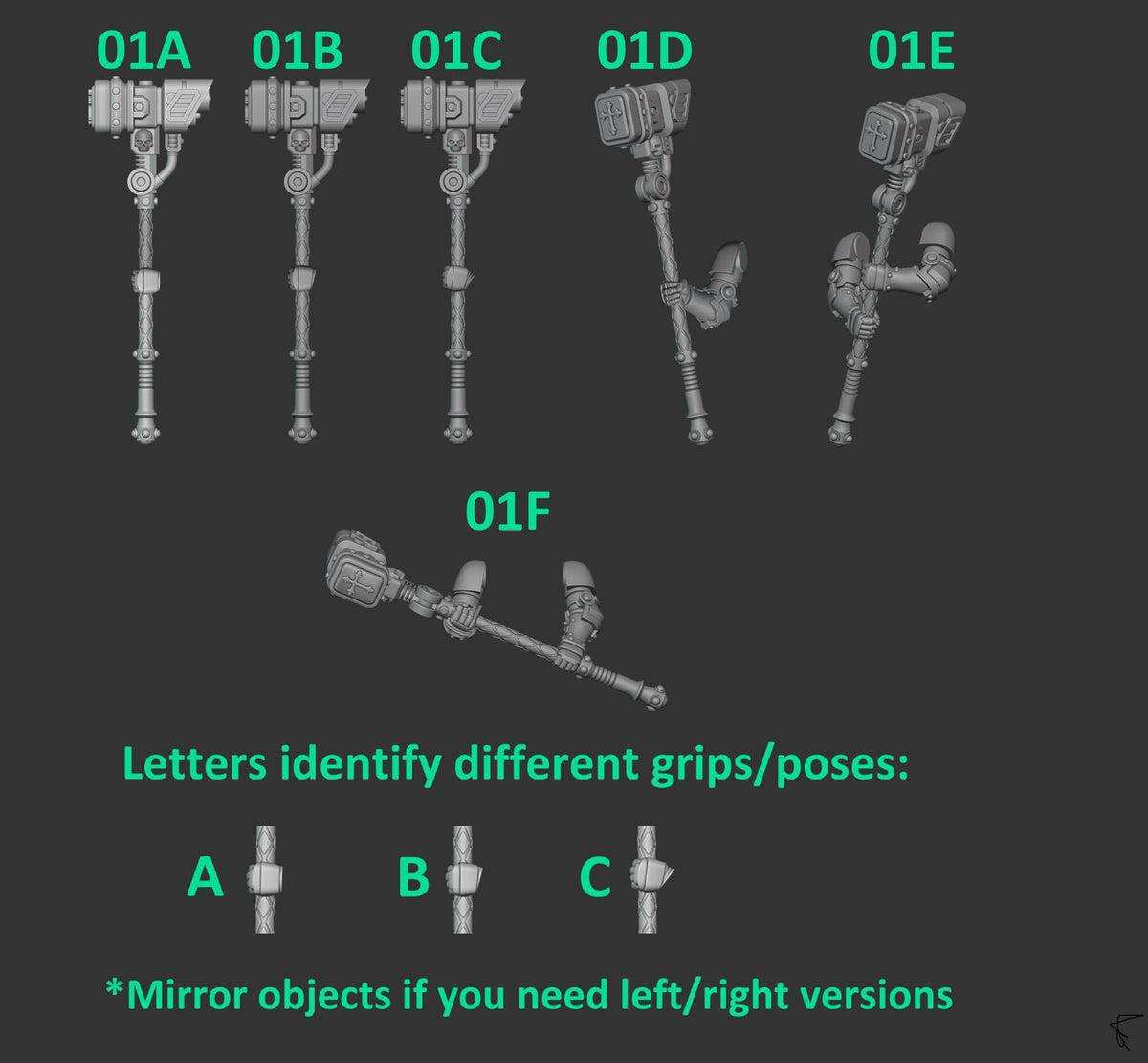 Eternal Pilgrims Two handed hammers – Dark Angels Compatible Bits, GreyTide Studio – 3D printed 16K resin bits – photo 2 of 2