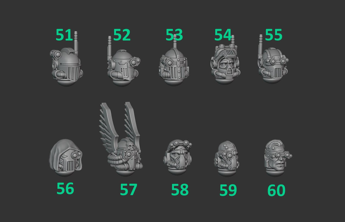Eternal Pilgrims Tactical helmets – Dark Angels Compatible Bits, GreyTide Studio – 3D printed 16K resin bits – photo 2 of 2