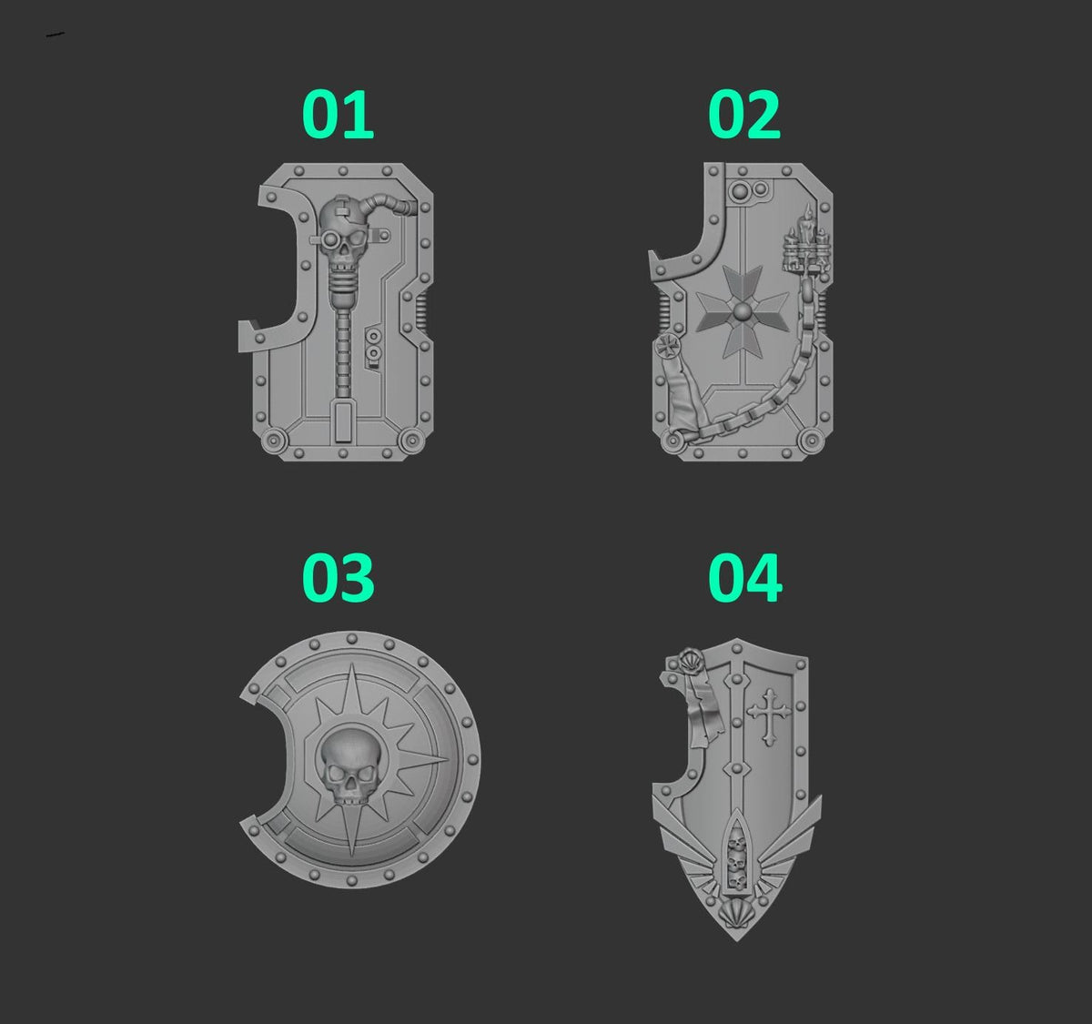 Eternal Pilgrims Breacher shields – Dark Angels Compatible Bits, GreyTide Studio – 3D printed 16K resin bits – photo 2 of 2