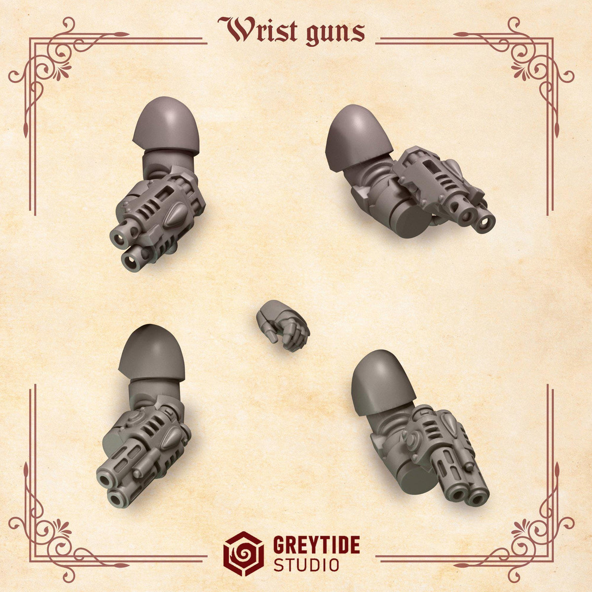 Crimson Lords Wrist guns – Blood Angels Compatible Bits, GreyTide Studio – 3D printed 16K resin bits – photo 2 of 3