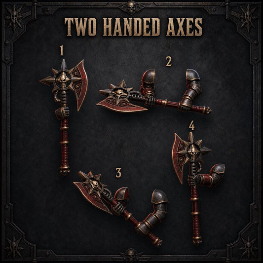 Crimson Lords Two handed axes – Blood Angels Compatible Bits, GreyTide Studio – 3D printed 16K resin bits – main photo
