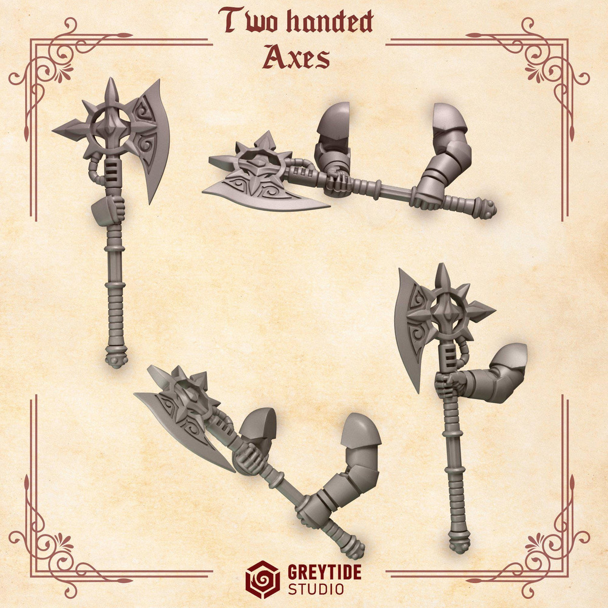 Crimson Lords Two handed axes – Blood Angels Compatible Bits, GreyTide Studio – 3D printed 16K resin bits – photo 2 of 3