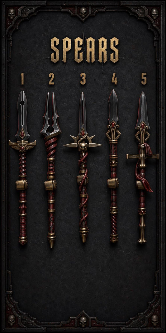 Crimson Lords Spears – Blood Angels Compatible Bits, GreyTide Studio – 3D printed 16K resin bits – main photo
