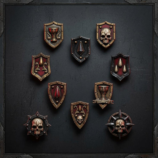 Crimson Lords Shoulder shields decoration – Blood Angels Compatible Bits, GreyTide Studio – 16K resin bits – main photo