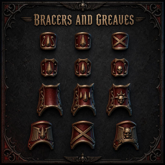 Crimson Lords Bracers Greaves – Blood Angels Compatible Bits, GreyTide Studio – 3D printed 16K resin bits – main photo