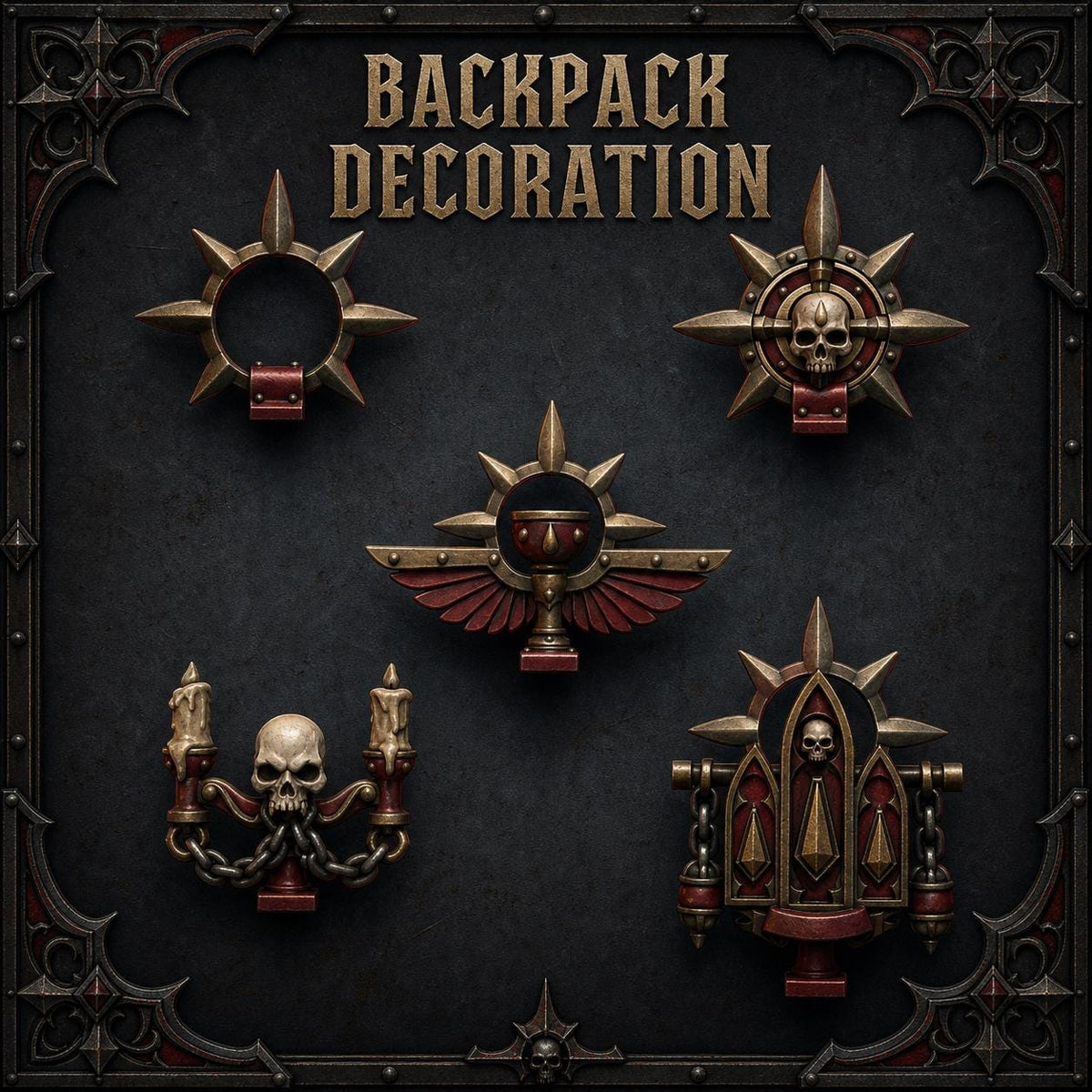 Crimson Lords Backpack decoration – Blood Angels Compatible Bits, GreyTide Studio – 3D printed 16K resin bits – main photo