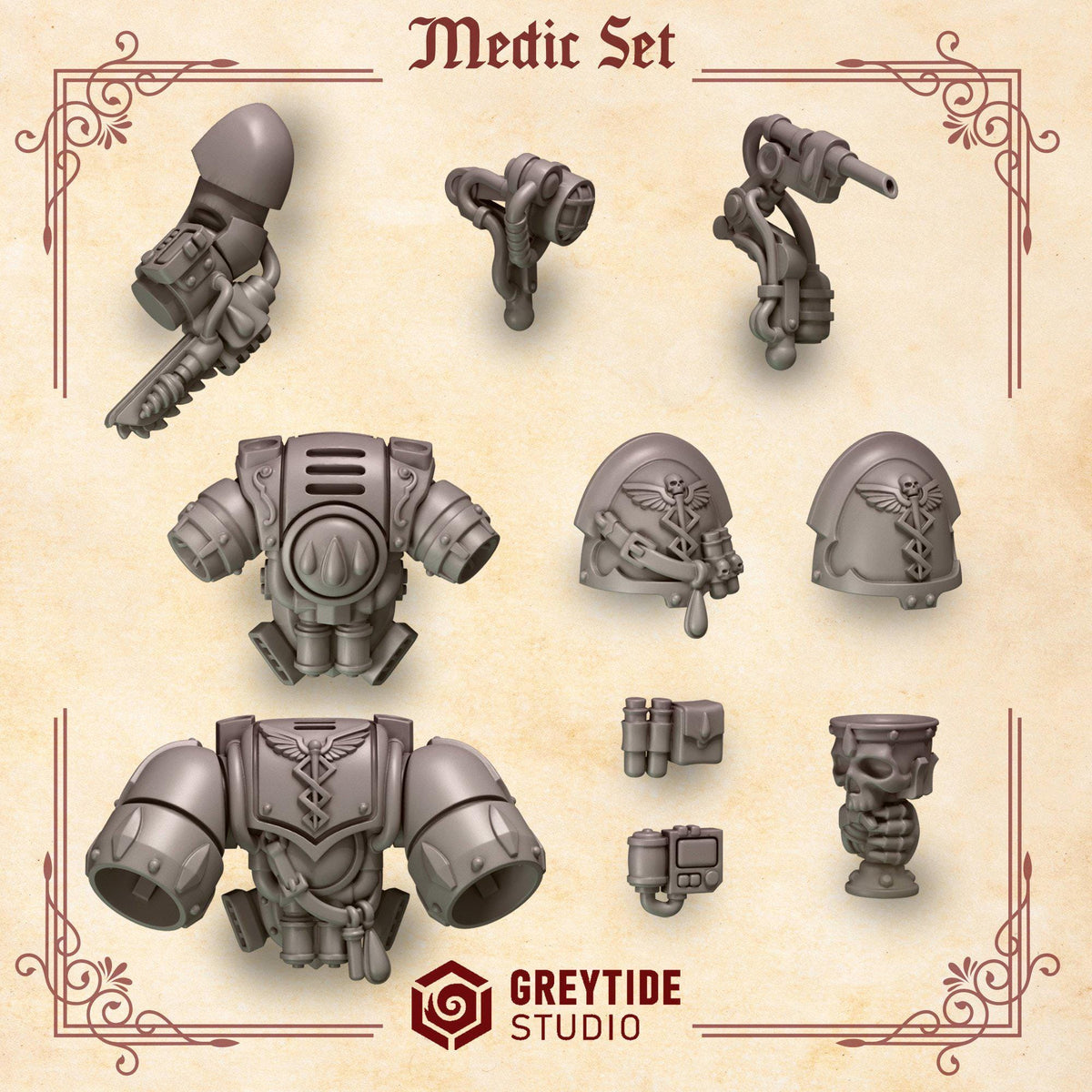 Crimson Lords Medic – Blood Angels Compatible Bits, GreyTide Studio – 3D printed 16K resin bits – photo 3 of 3