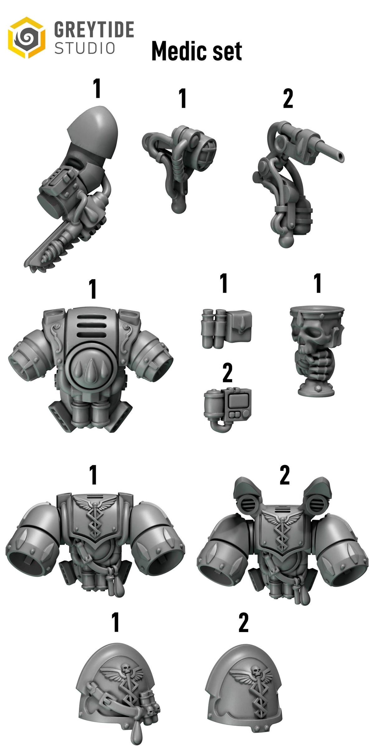 Crimson Lords Medic – Blood Angels Compatible Bits, GreyTide Studio – 3D printed 16K resin bits – photo 2 of 3