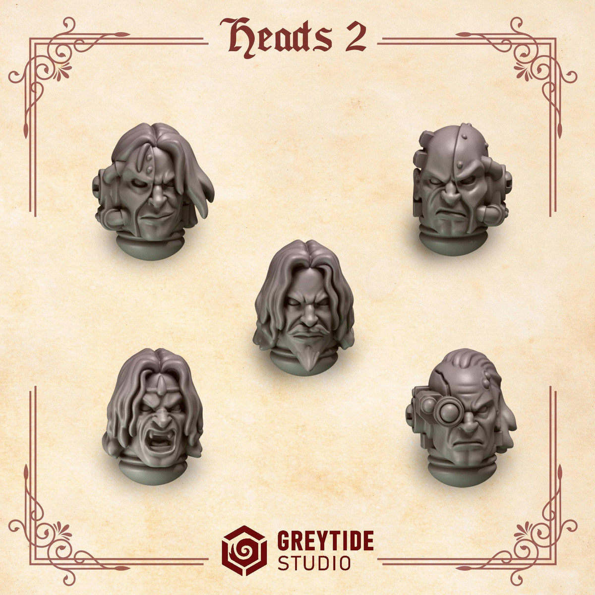 Crimson Lords Heads #2 – Blood Angels Compatible Bits, GreyTide Studio – 3D printed 16K resin bits – photo 2 of 3