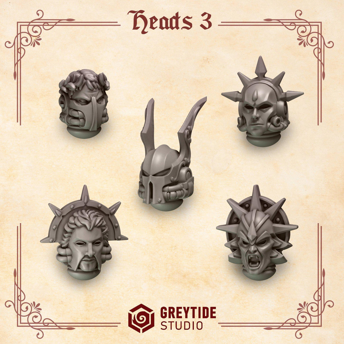 Crimson Lords Heads #3 – Blood Angels Compatible Bits, GreyTide Studio – 3D printed 16K resin bits – photo 2 of 3