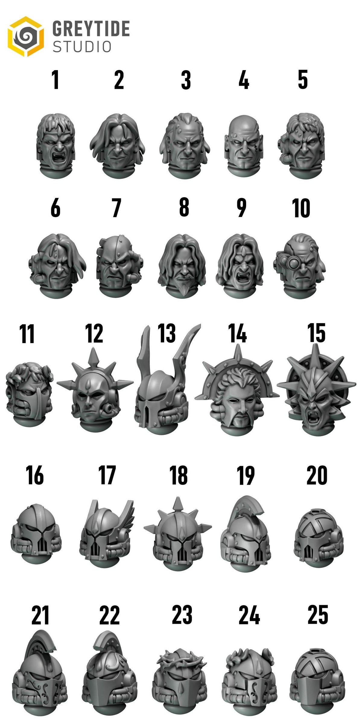 Crimson Lords Heads #4 – Blood Angels Compatible Bits, GreyTide Studio – 3D printed 16K resin bits – photo 3 of 3