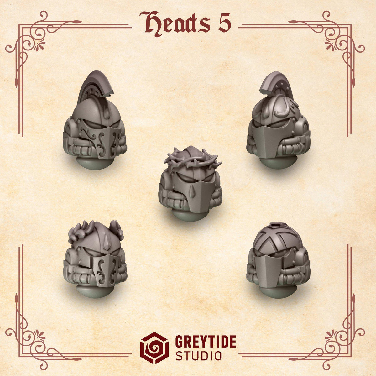 Crimson Lords Heads #5 – Blood Angels Compatible Bits, GreyTide Studio – 3D printed 16K resin bits – photo 2 of 3