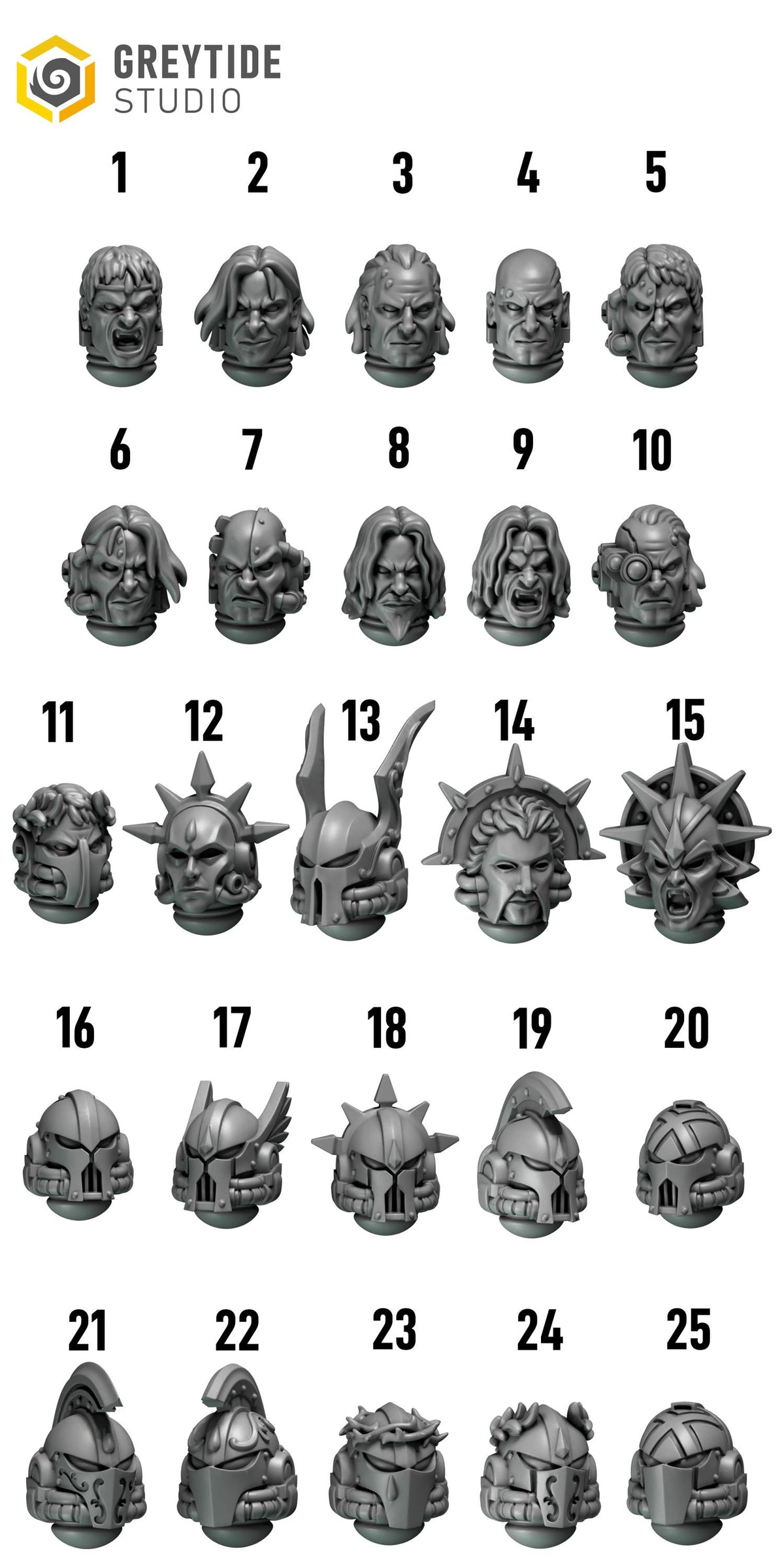 Crimson Lords Heads #5 – Blood Angels Compatible Bits, GreyTide Studio – 3D printed 16K resin bits – photo 3 of 3