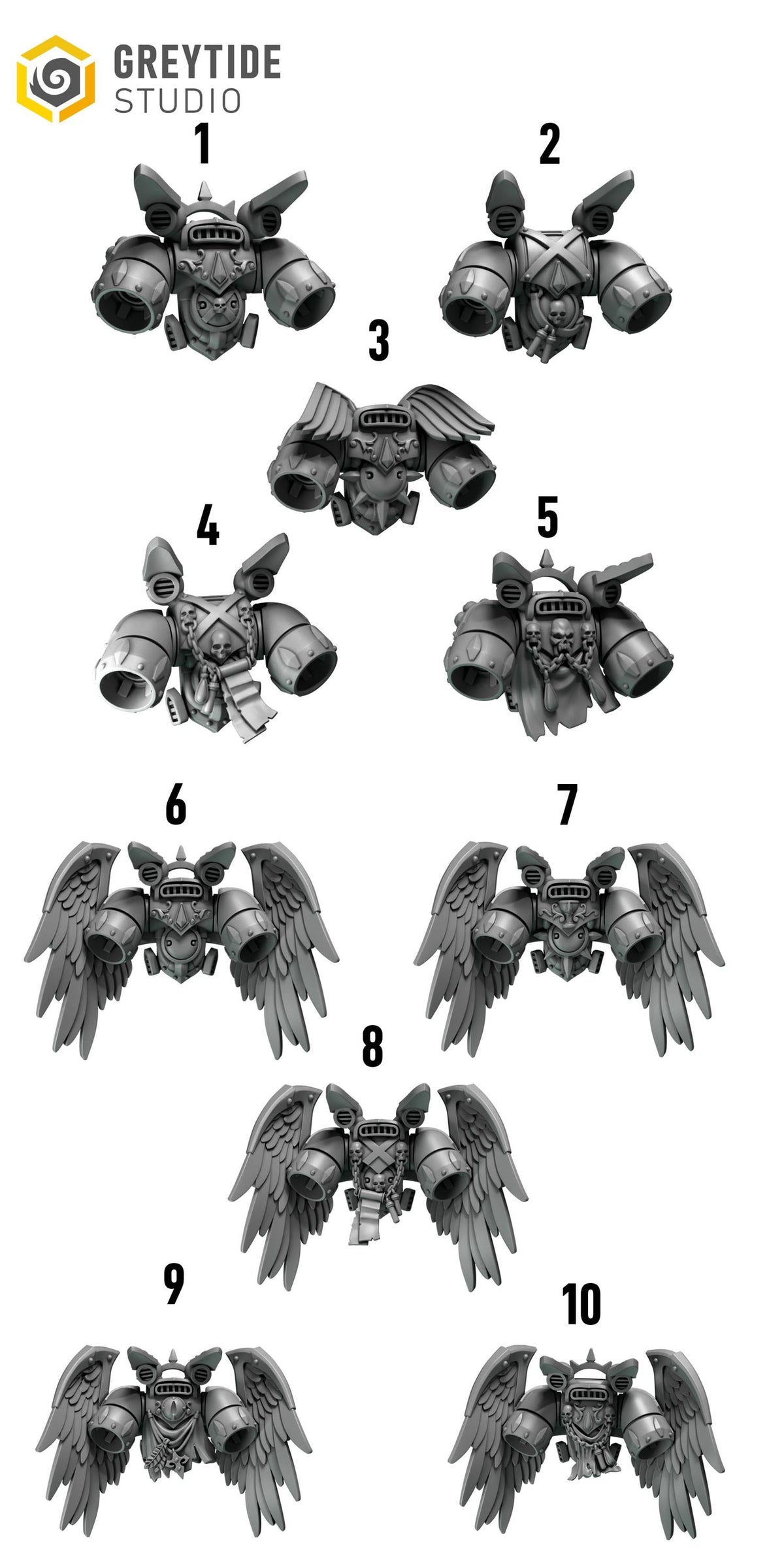Crimson Lords Jetpacks #1 – Blood Angels Compatible Bits, GreyTide Studio – 3D printed 16K resin bits – photo 2 of 7