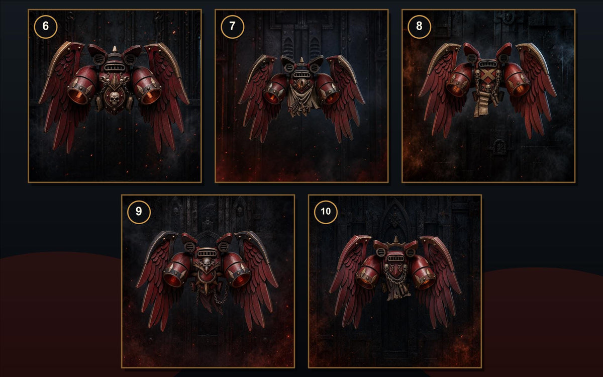 Crimson Lords Winged Jetpacks #2 – Blood Angels Compatible Bits, GreyTide Studio – 3D printed 16K resin bits – main photo