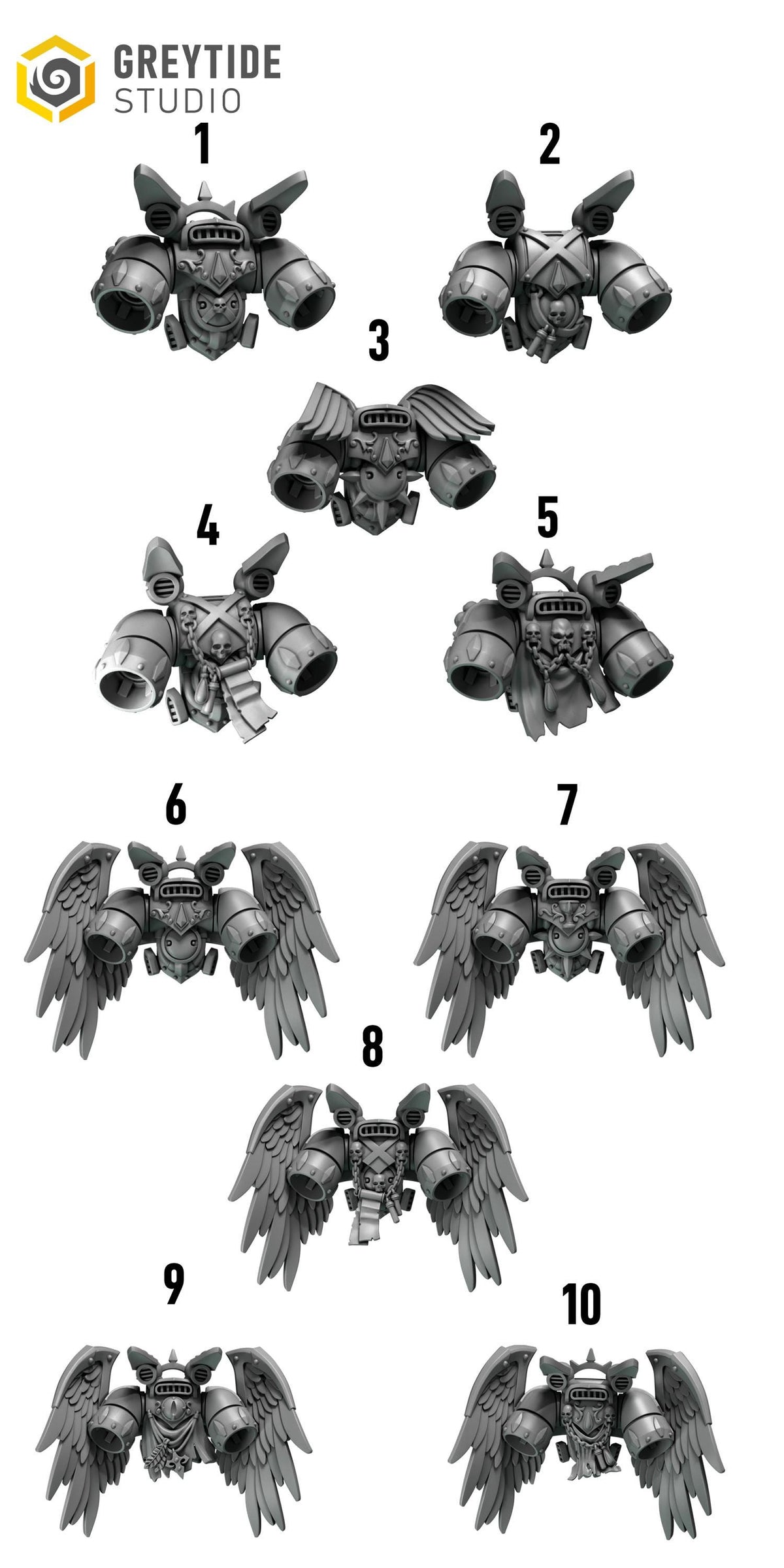 Crimson Lords Winged Jetpacks #2 – Blood Angels Compatible Bits, GreyTide Studio – 3D printed 16K resin bits – photo 2 of 7