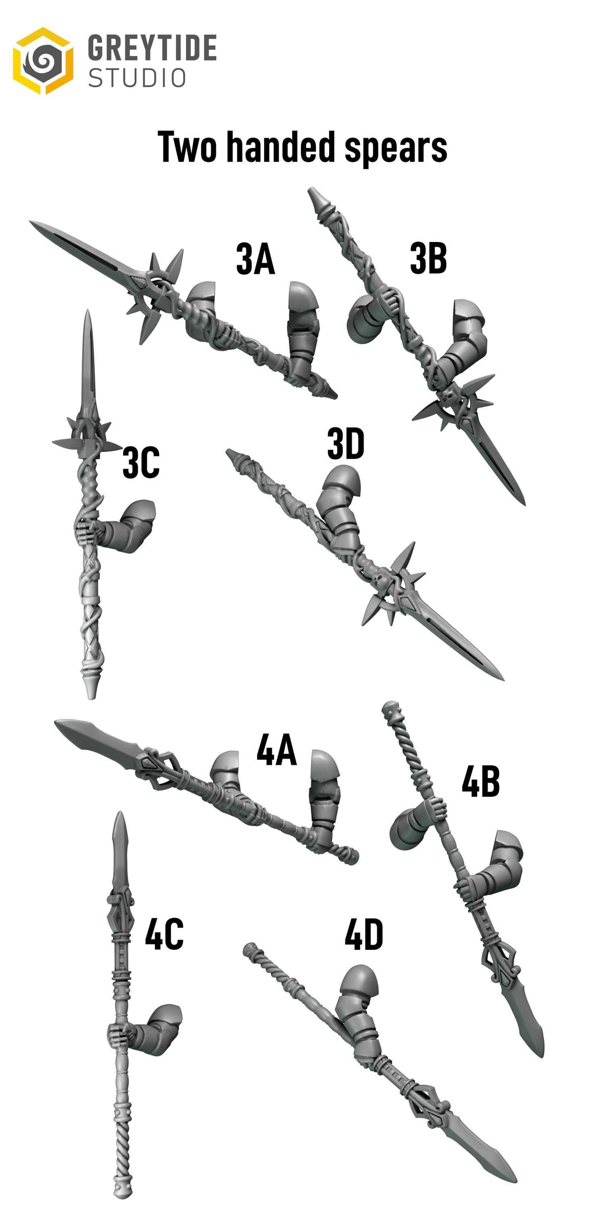 Crimson Lords Two handed spears #3 – Blood Angels Compatible Bits, GreyTide Studio – 3D printed 16K resin bits – photo 2 of 2