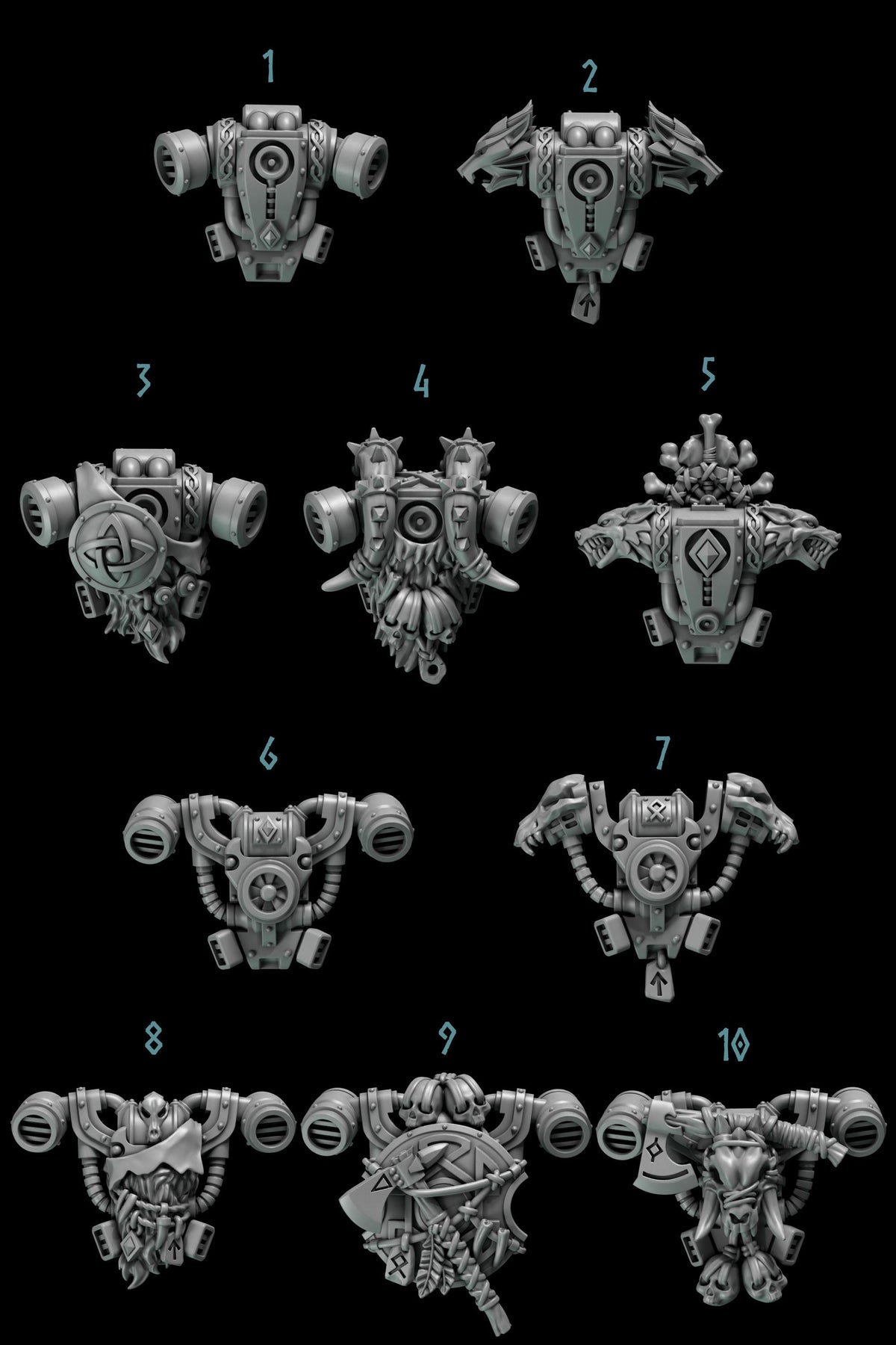 Primal Hounds Backpacks #2 – Space Wolves Compatible Bits, GreyTide Studio – 3D printed 16K resin bits – photo 3 of 3