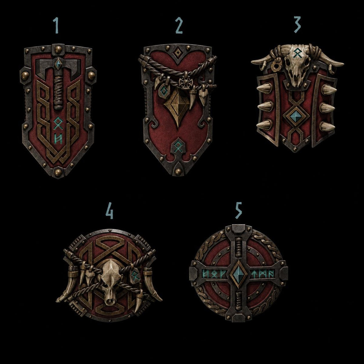 Primal Hounds Shields – Space Wolves Compatible Bits, GreyTide Studio – 3D printed 16K resin bits – main photo