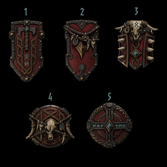 Primal Hounds Shields – Space Wolves Compatible Bits, GreyTide Studio – 3D printed 16K resin bits – main photo