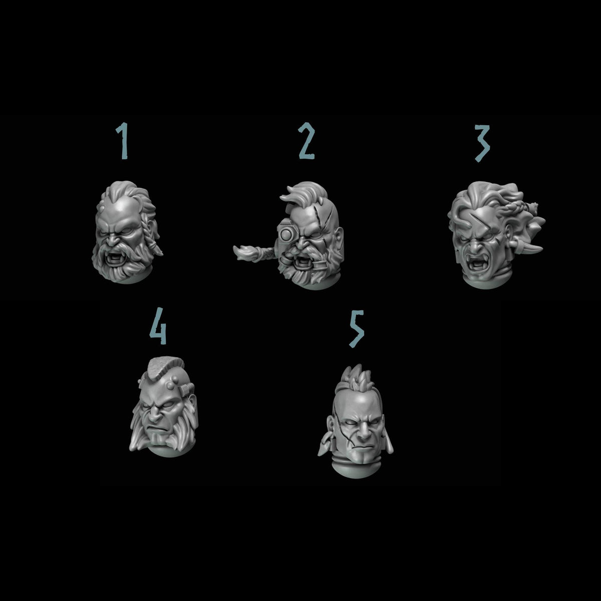 Primal Hounds Heads #1 – Space Wolves Compatible Bits, GreyTide Studio – 3D printed 16K resin bits – photo 2 of 3