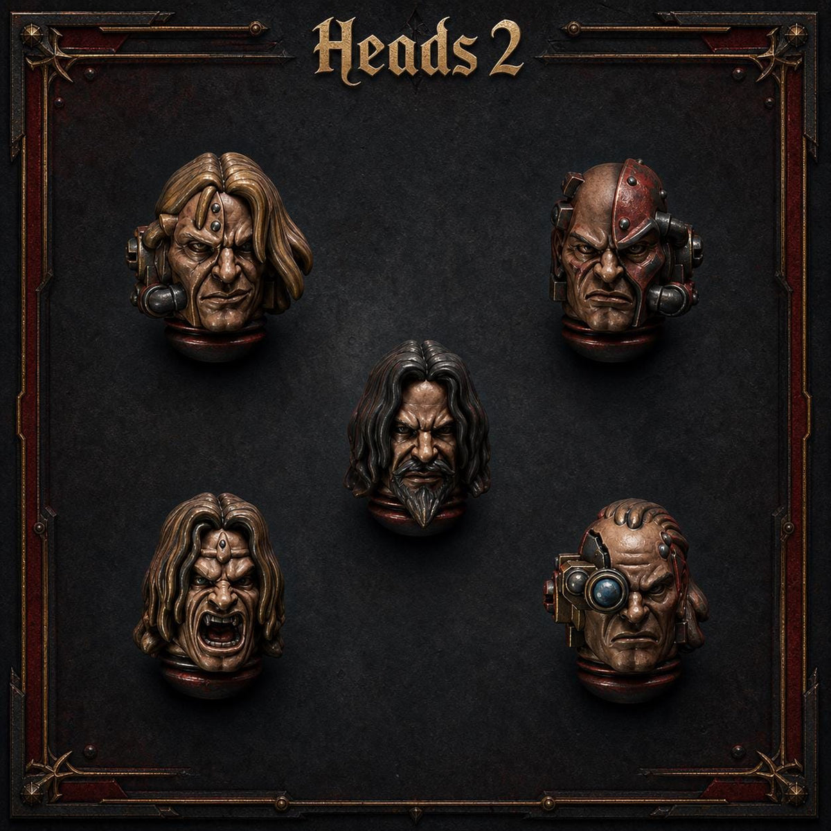 Crimson Lords Heads #2 – Blood Angels Compatible Bits, GreyTide Studio – 3D printed 16K resin bits – main photo
