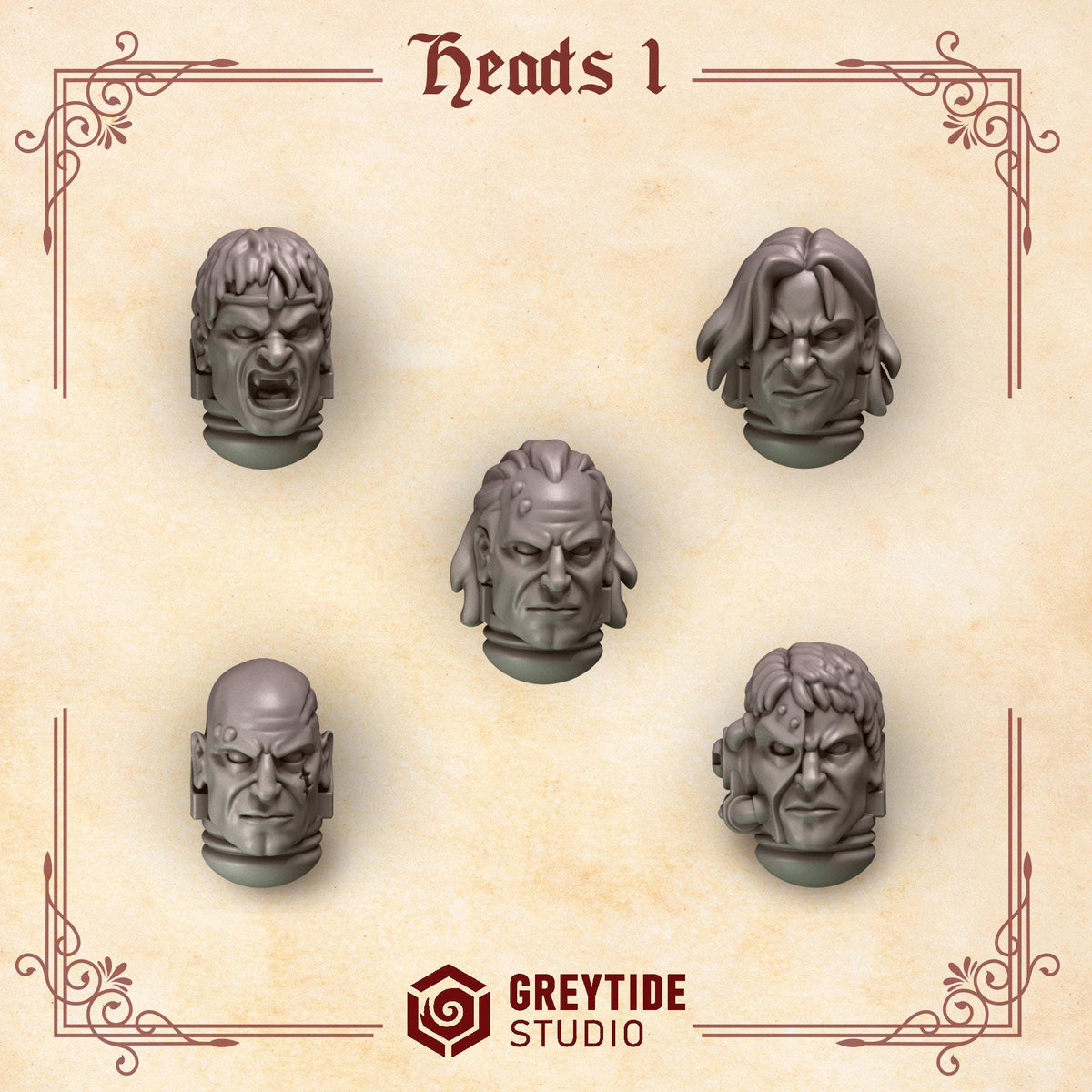 Crimson Lords Heads #1 – Blood Angels Compatible Bits, GreyTide Studio – 3D printed 16K resin bits – photo 2 of 3