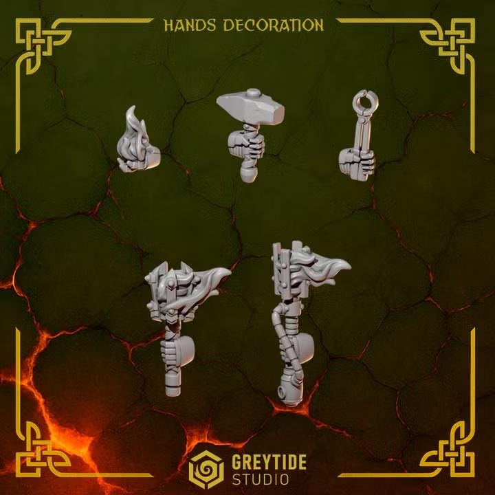 Anvil Wardens Hands Decoration – Salamanders Compatible Bits, GreyTide Studio – 3D printed 16K resin bits – photo 2 of 3
