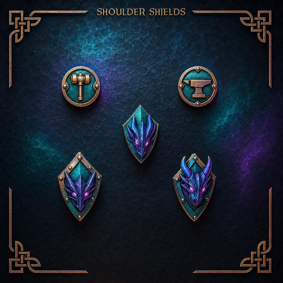 Anvil Wardens Shoulder Shields – Salamanders Compatible Bits, GreyTide Studio – 3D printed 16K resin bits – main photo