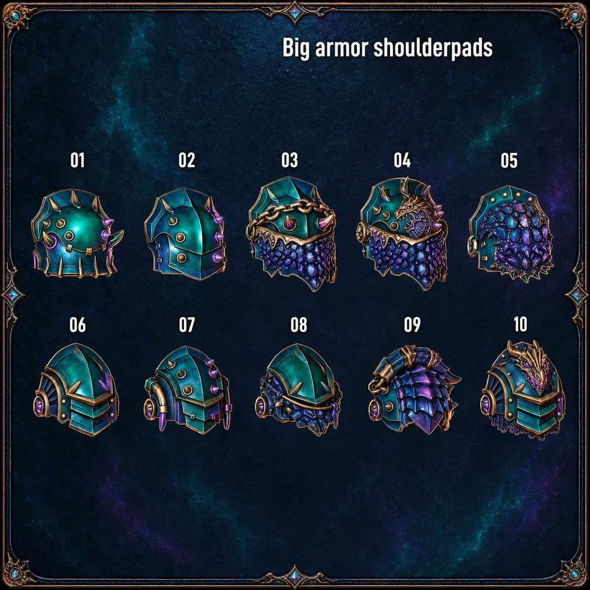 Anvil Wardens Big Armor Shoulderpads – Salamanders Compatible Bits, GreyTide Studio – 3D printed 16K resin bits – main photo