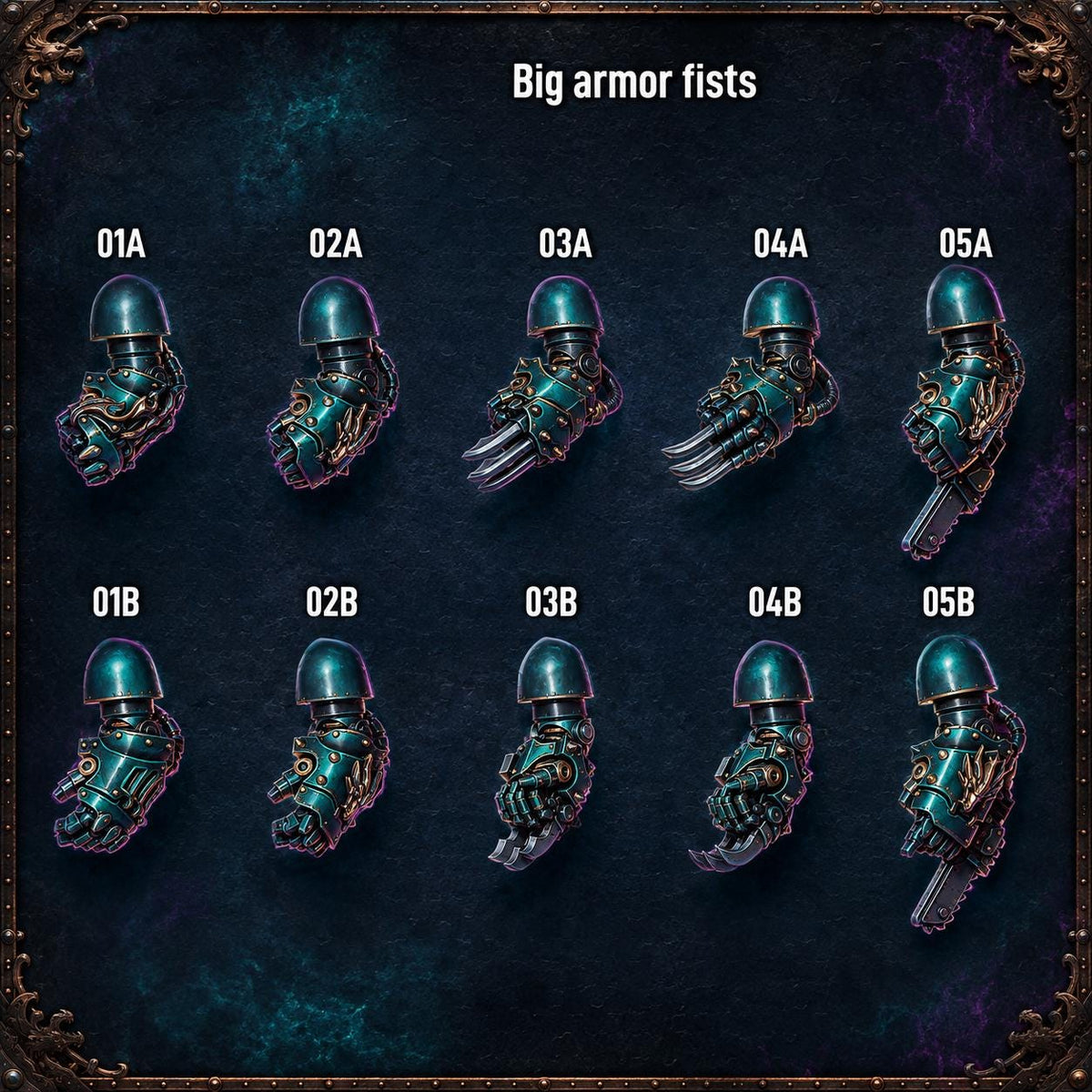 Anvil Wardens Big Armor Fists – Salamanders Compatible Bits, GreyTide Studio – 3D printed 16K resin bits – main photo