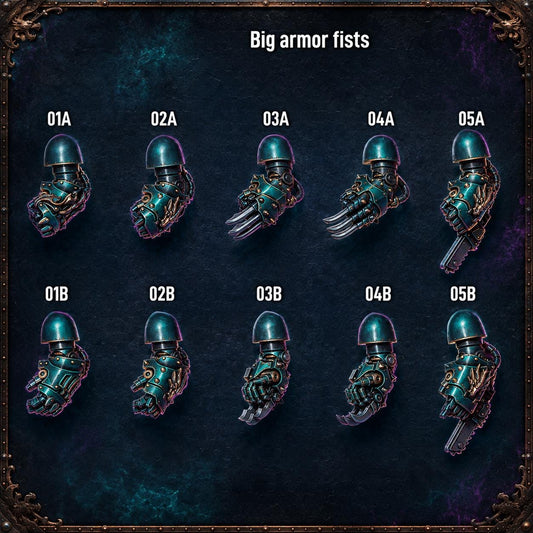 Anvil Wardens Big Armor Fists – Salamanders Compatible Bits, GreyTide Studio – 3D printed 16K resin bits – main photo