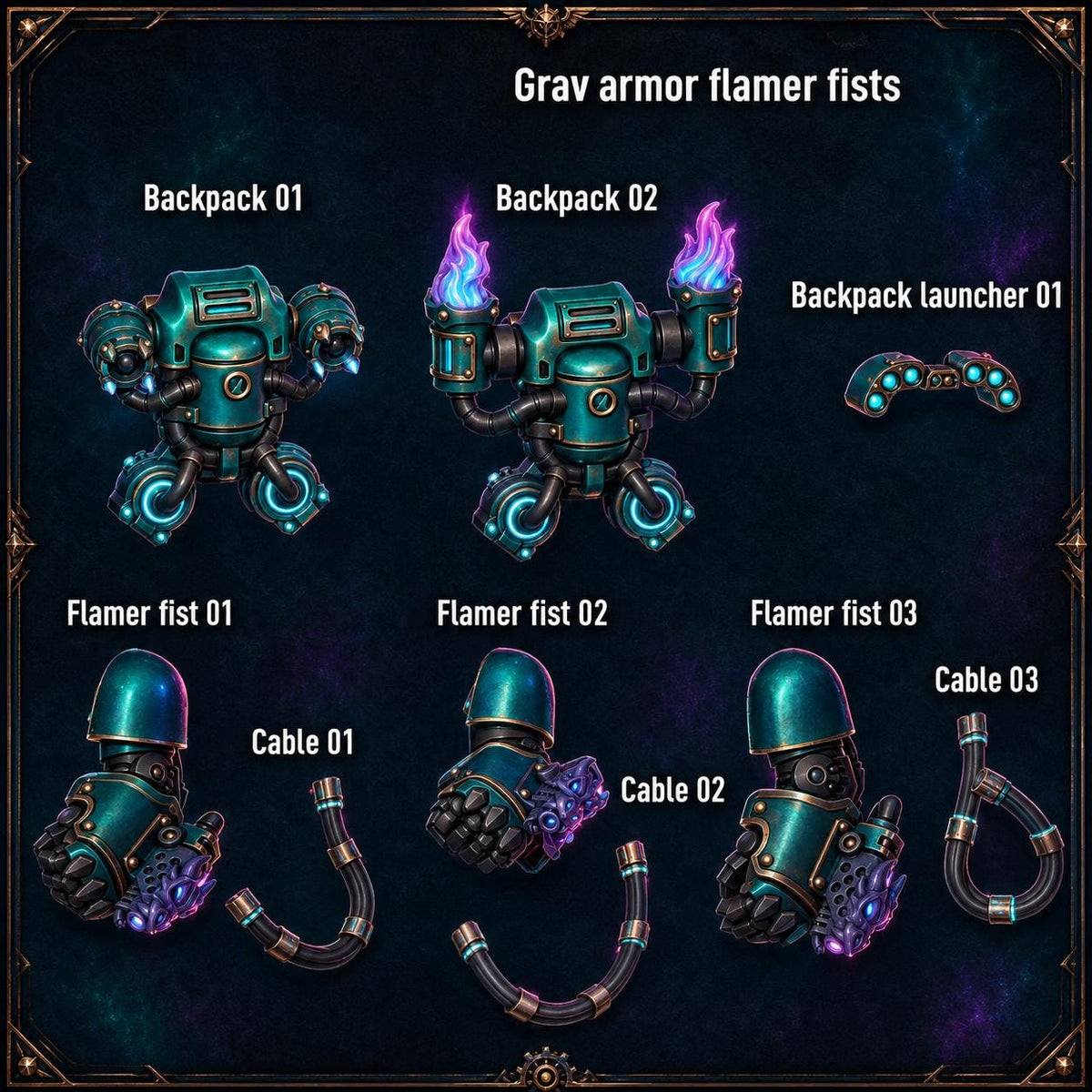 Anvil Wardens Grav Armor Flamer Fists – Salamanders Compatible Bits, GreyTide Studio – 3D printed 16K resin bits – main photo