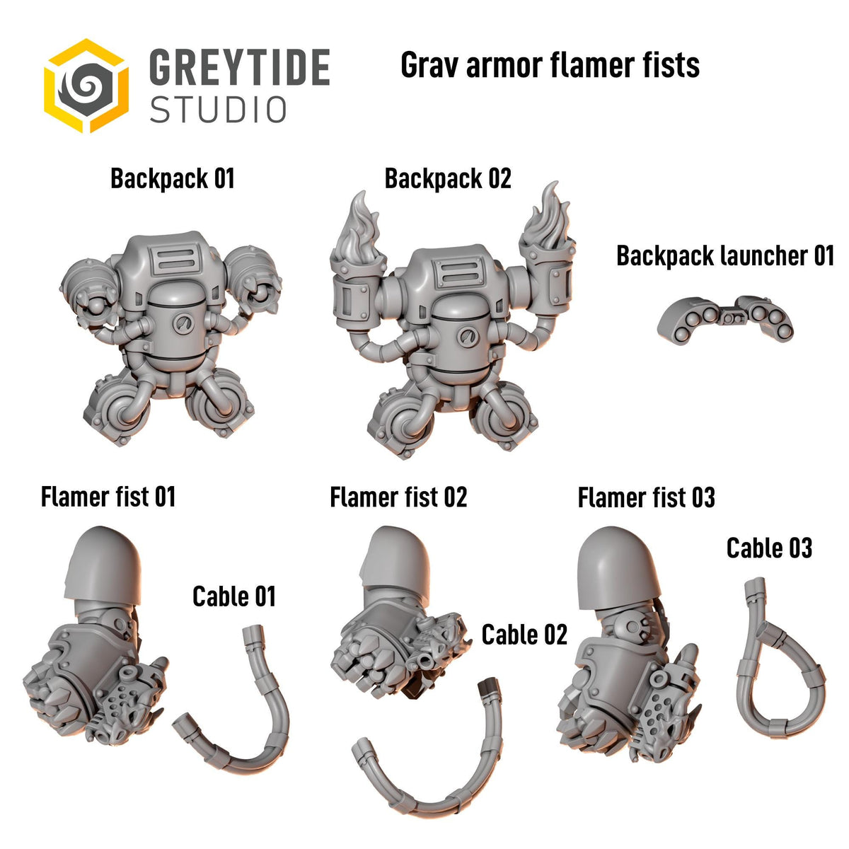 Anvil Wardens Grav Armor Flamer Fists – Salamanders Compatible Bits, GreyTide Studio – 16K resin bits – photo 2 of 2