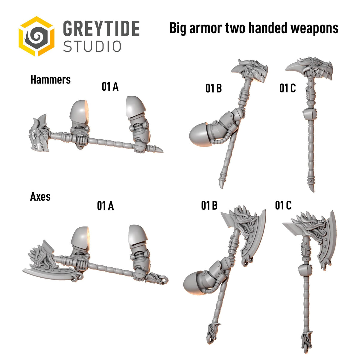 Anvil Wardens Big Armor Two Handed Weapons – Salamanders Compatible Bits, GreyTide Studio – 16K resin bits – photo 2 of 2