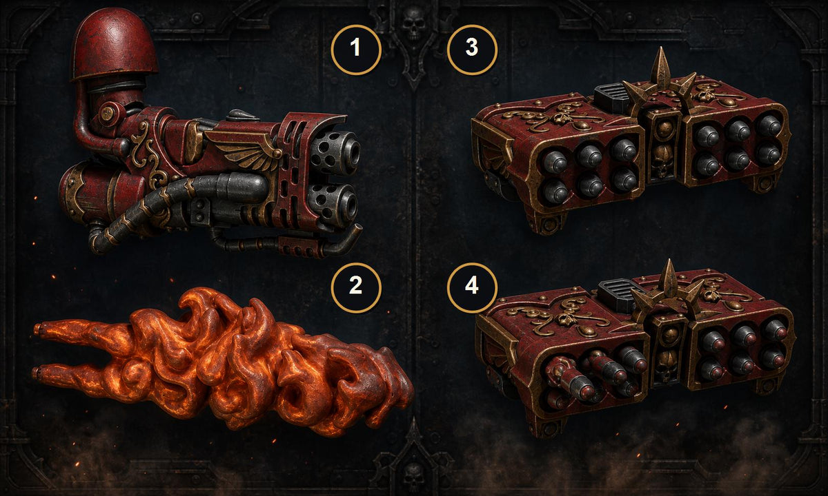 Crimson Lords Big Armor Heavy Weapons – Blood Angels Compatible Bits, GreyTide Studio – 16K resin bits – main photo