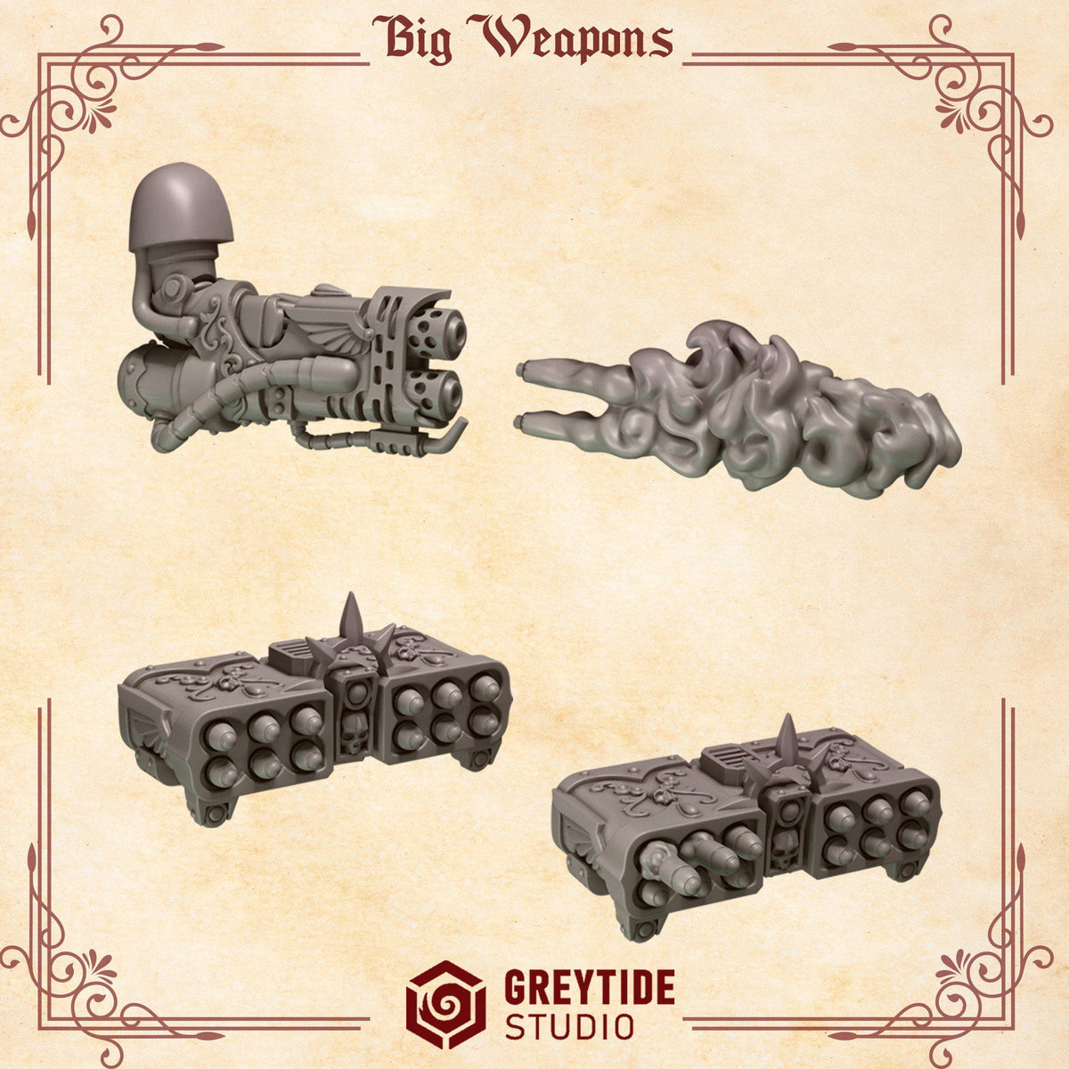 Crimson Lords Big Armor Heavy Weapons – Blood Angels Compatible Bits, GreyTide Studio – 16K resin bits – photo 2 of 2