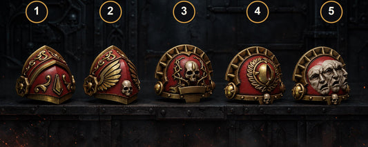 Crimson Lords Big Armor Shoulderpads – Blood Angels Compatible Bits, GreyTide Studio – 3D printed 16K resin bits – main photo