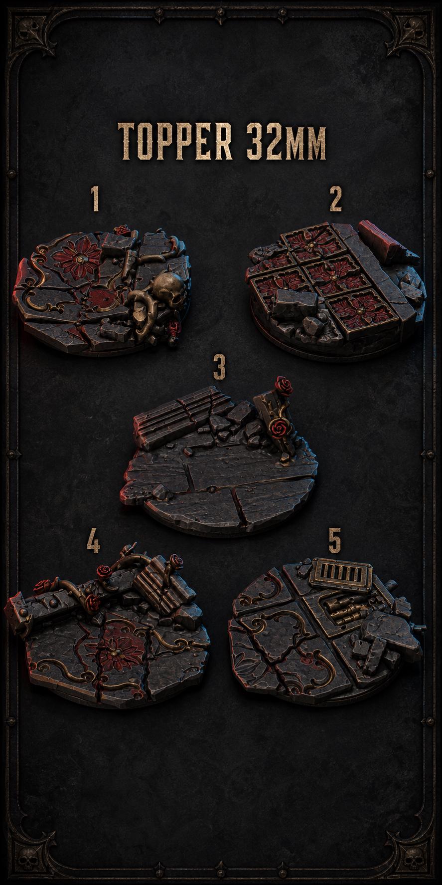 Crimson Lords Basing toppers 32mm – Blood Angels Compatible Bits, GreyTide Studio – 3D printed 16K resin bits – main photo