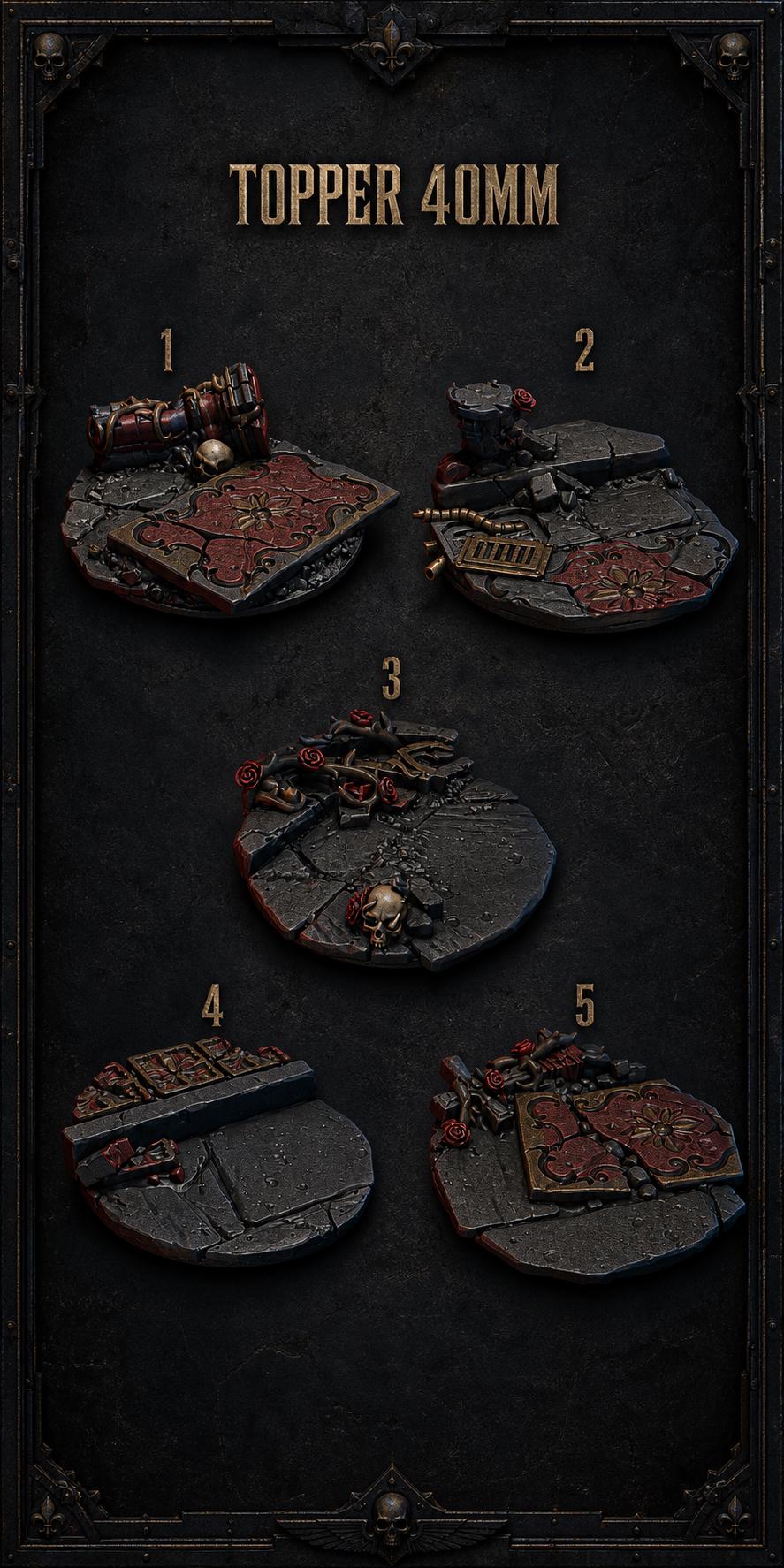 Crimson Lords Toppers 40mm – Blood Angels Compatible Bits, GreyTide Studio – 3D printed 16K resin bits – main photo
