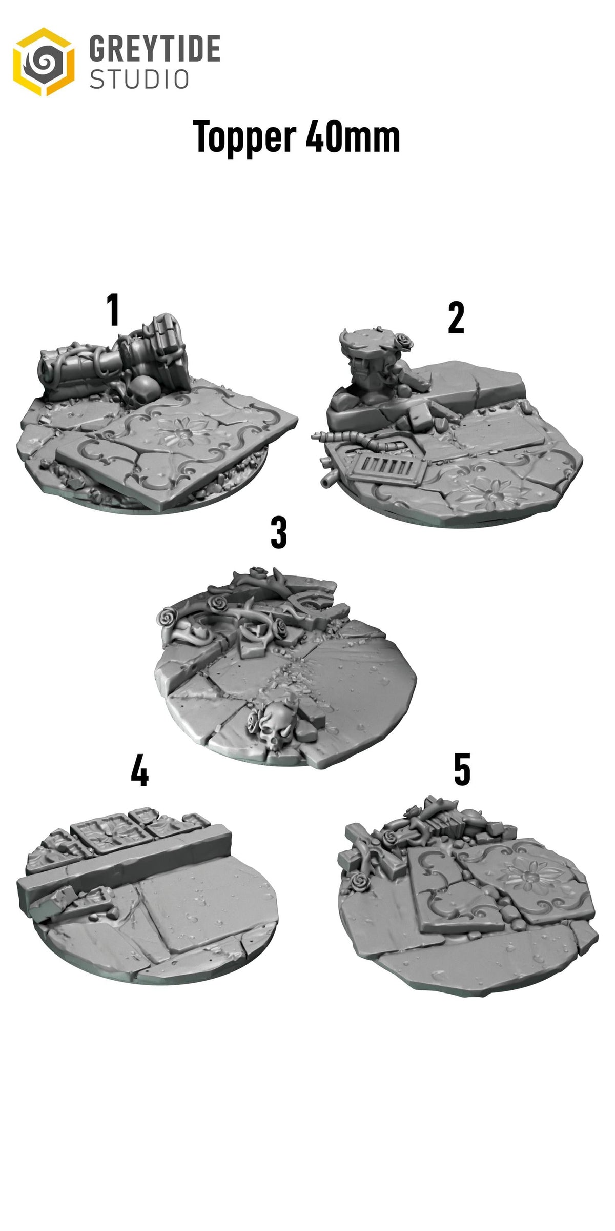 Crimson Lords Toppers 40mm – Blood Angels Compatible Bits, GreyTide Studio – 3D printed 16K resin bits – photo 2 of 2