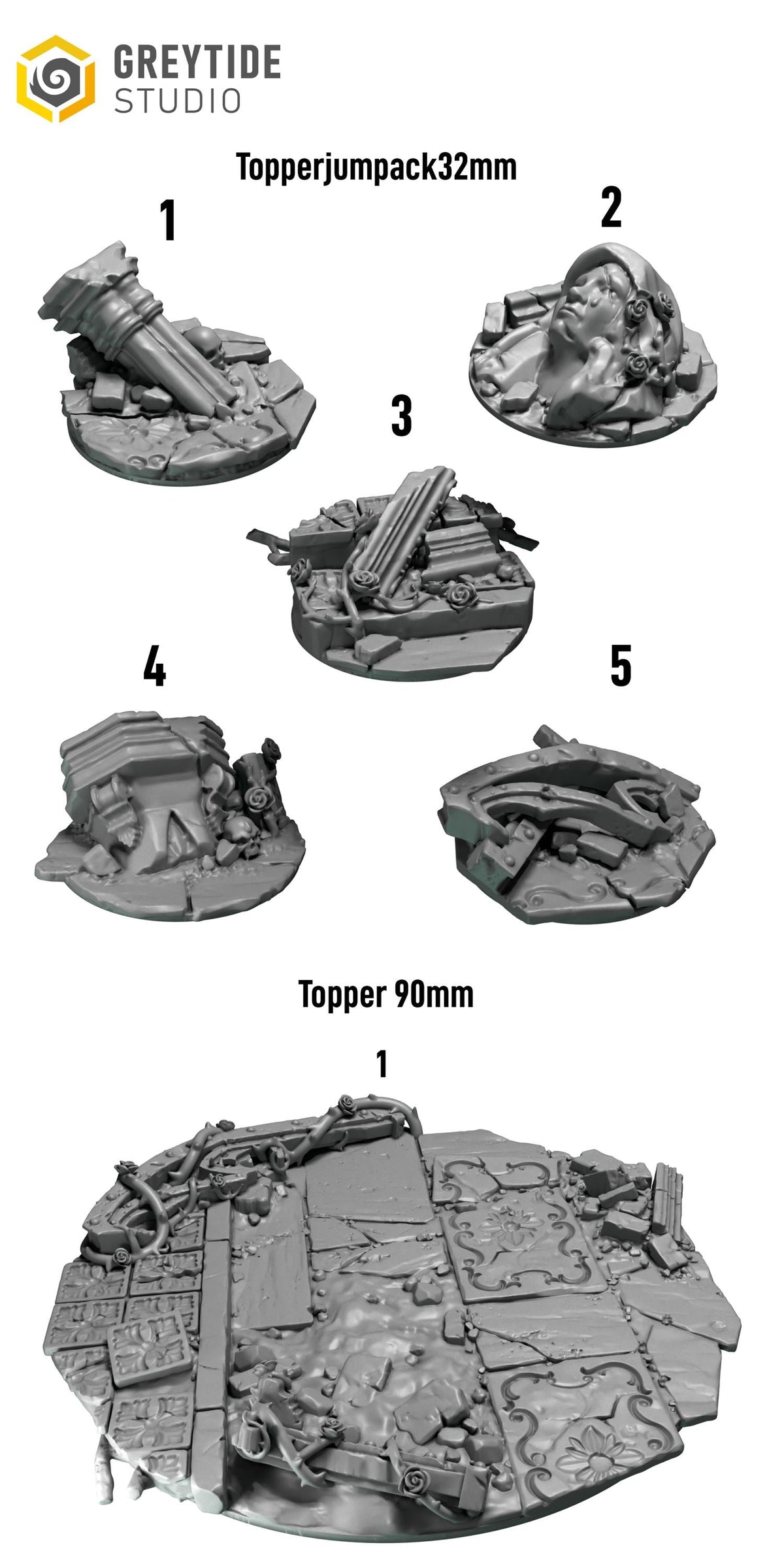 Crimson Lords Toppers Jumppack 32mm and 90mm – Blood Angels Compatible Bits, GreyTide Studio – 16K resin bits – photo 2 of 2