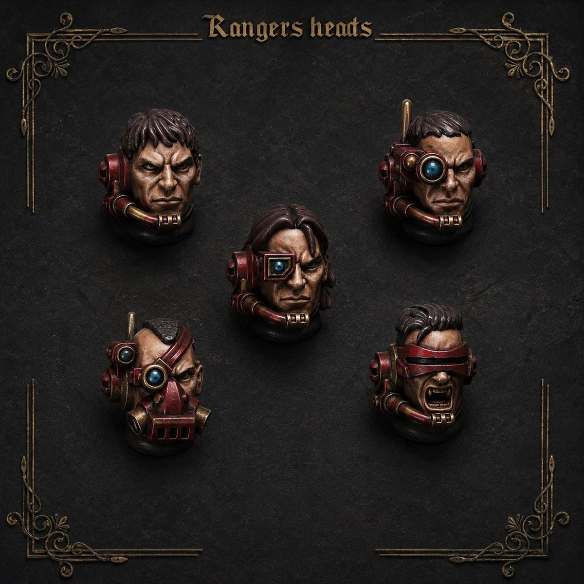 Crimson Lords Ranger shoulderpads – Blood Angels Compatible Bits, GreyTide Studio – 3D printed 16K resin bits – main photo