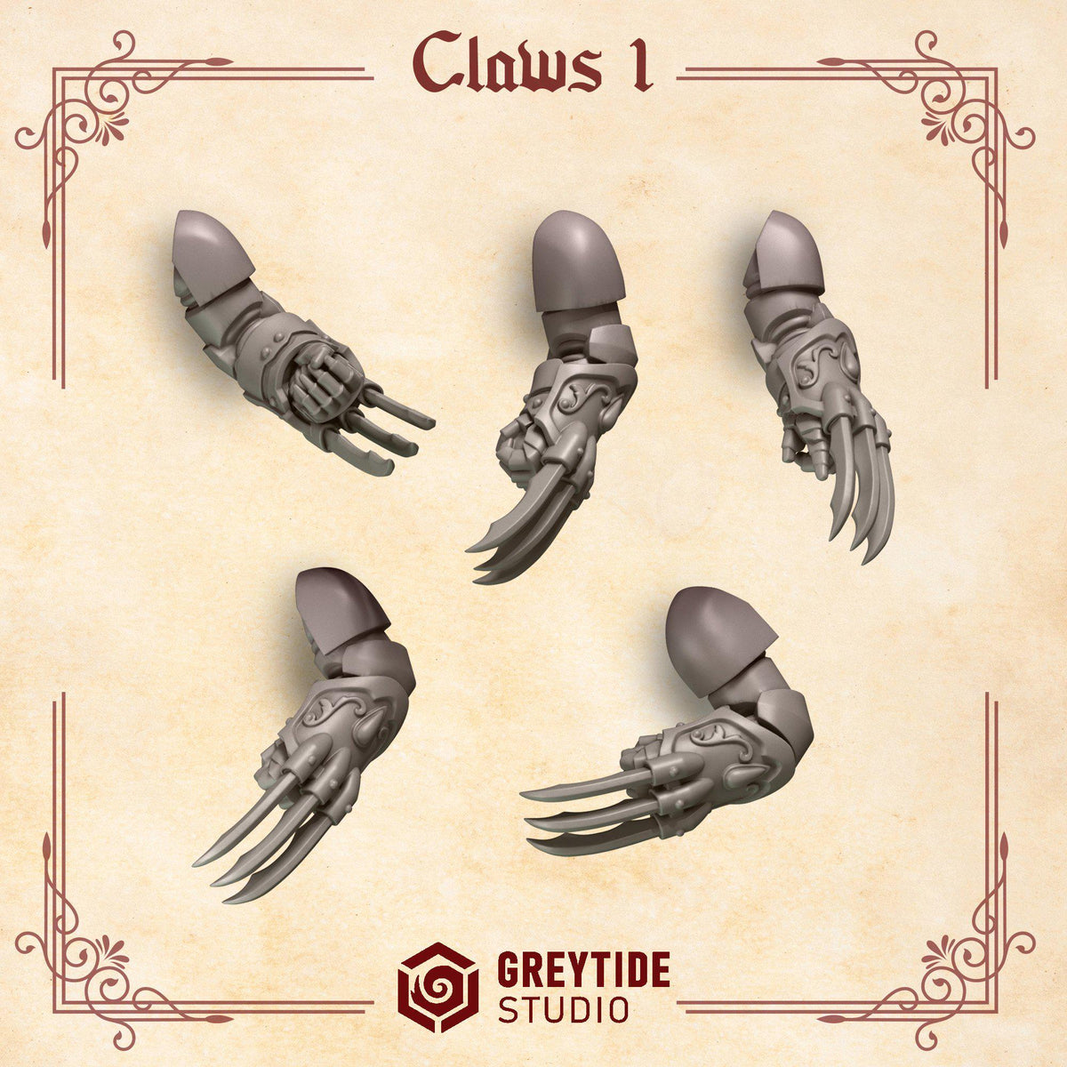 Crimson Lords Claws #1 – Blood Angels Compatible Bits, GreyTide Studio – 3D printed 16K resin bits – photo 2 of 3