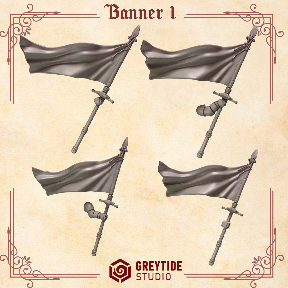 Crimson Lords Banner #1 – Blood Angels Compatible Bits, GreyTide Studio – 3D printed 16K resin bits – photo 2 of 2