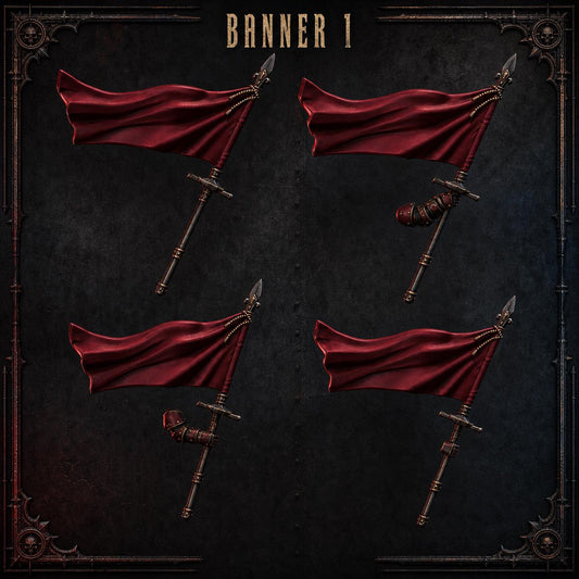 Crimson Lords Banner #1 – Blood Angels Compatible Bits, GreyTide Studio – 3D printed 16K resin bits – main photo