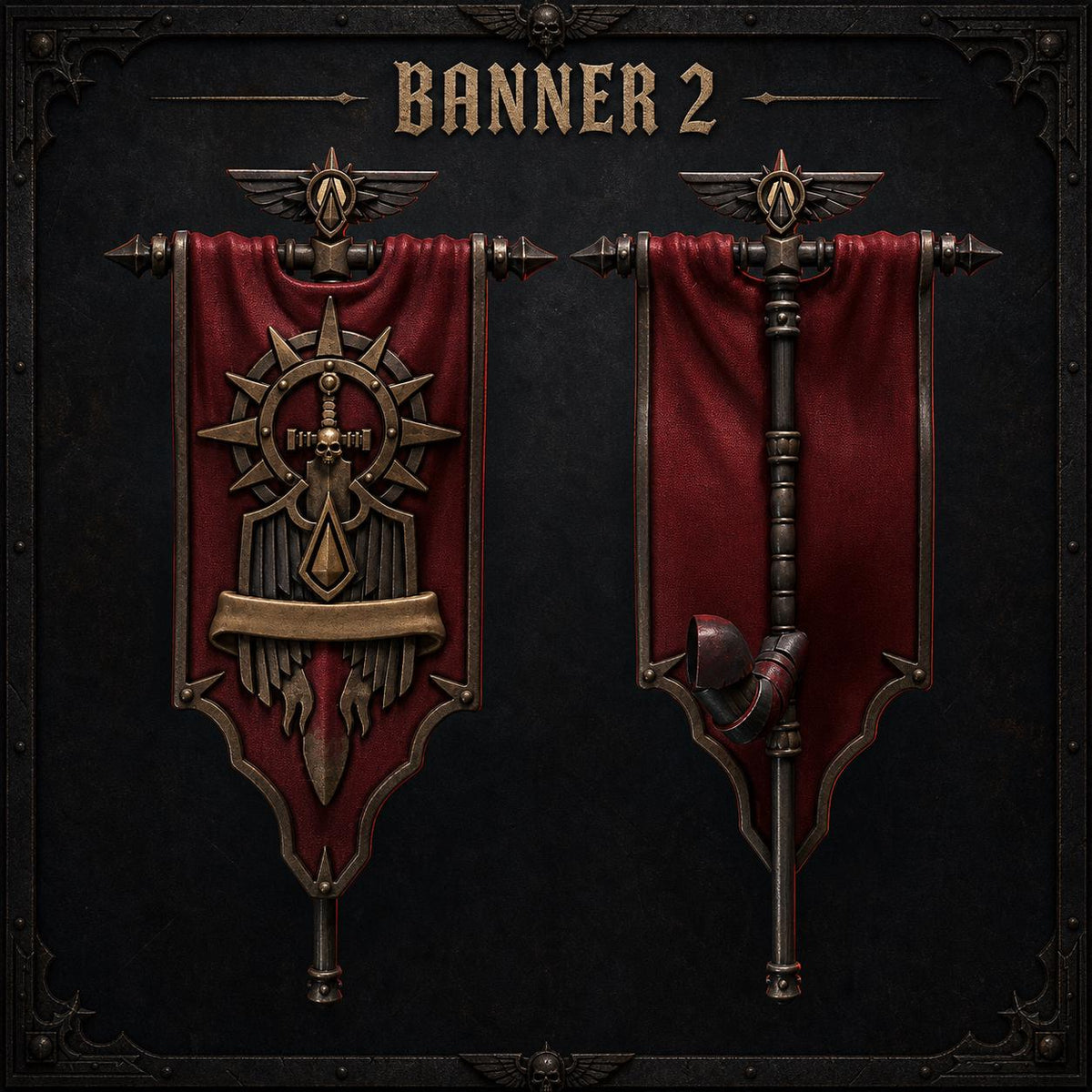 Crimson Lords Banner #2 – Blood Angels Compatible Bits, GreyTide Studio – 3D printed 16K resin bits – main photo
